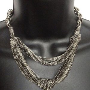 BCBGENERATION NECKLACE LAYERED TIERED SILVER TONED